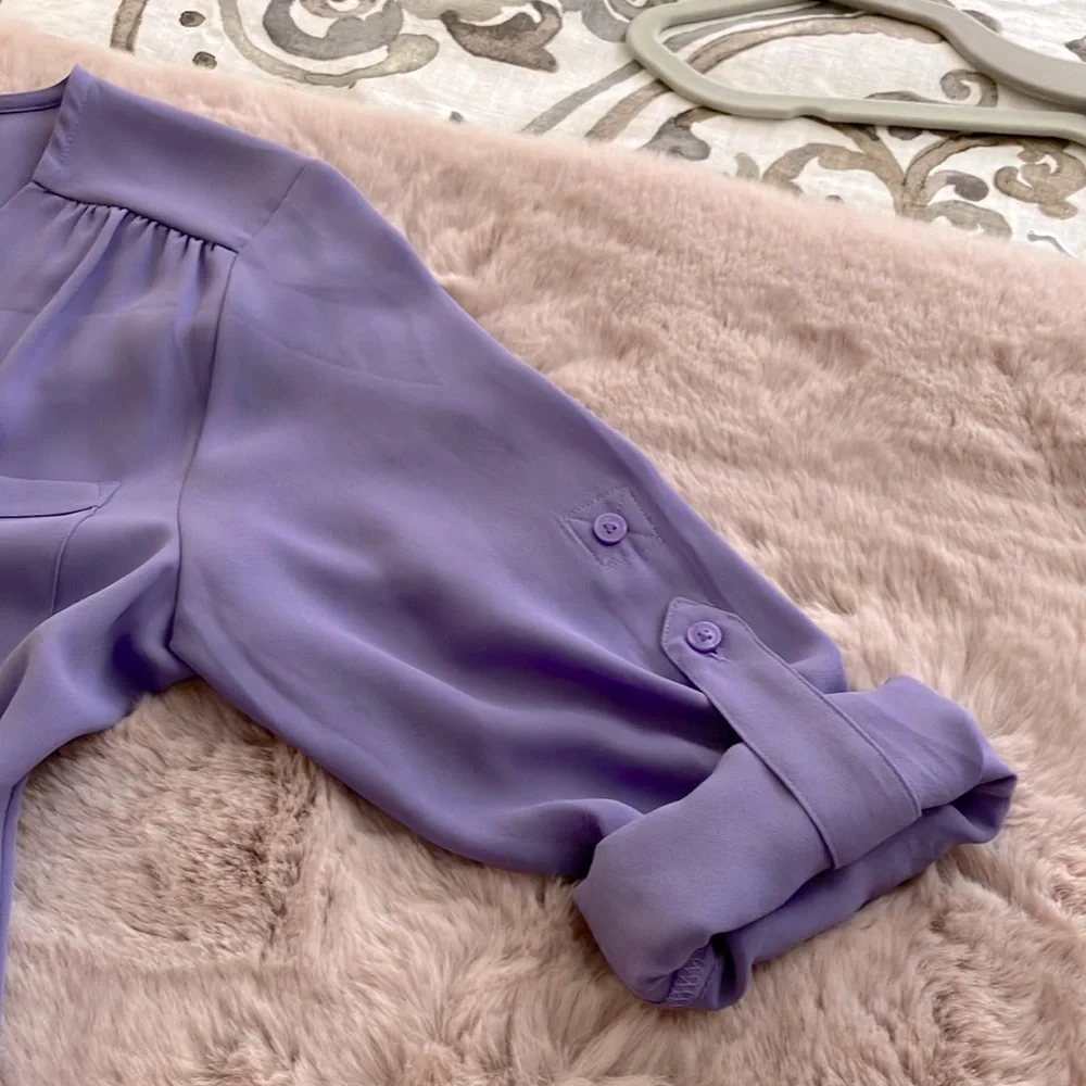 NWOT EXPRESS LILAC-LAVANDER SHIRT SIZE SP SMALL PETITE) - Picture 7 of 10